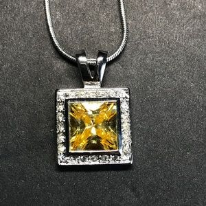 18 in adjustable necklace yellow & clear cz